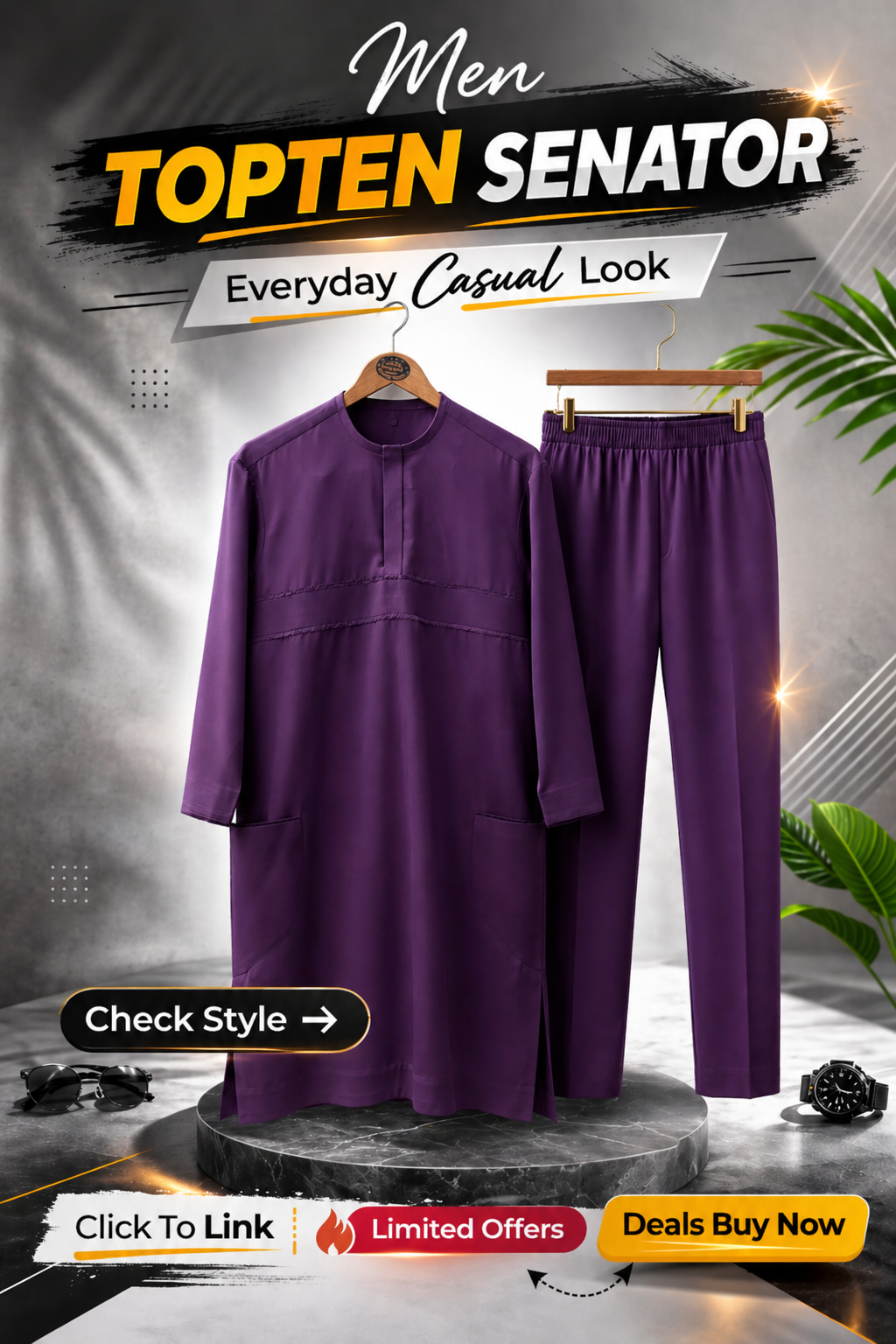 Elegant Senator Wear | African Men's Senator's Wedding Outfit,(ID44) Image 2