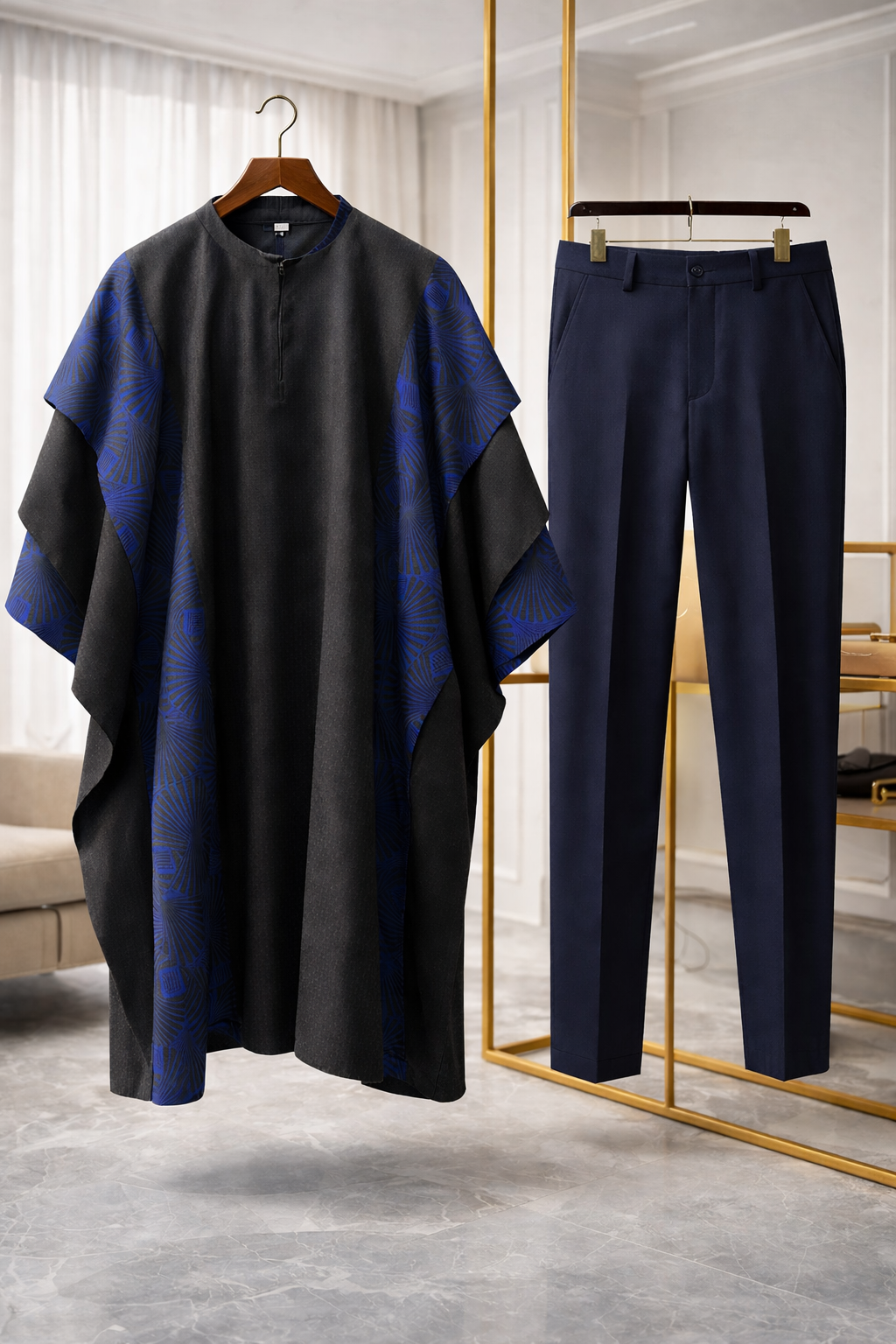 Elegant Men's Agbada  - Embroidered Nigerian Modern African Style